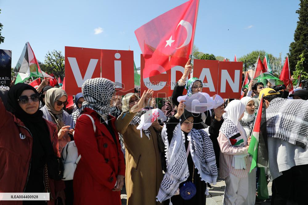 Pro-Palestinian Rally in Istanbul - Turkey