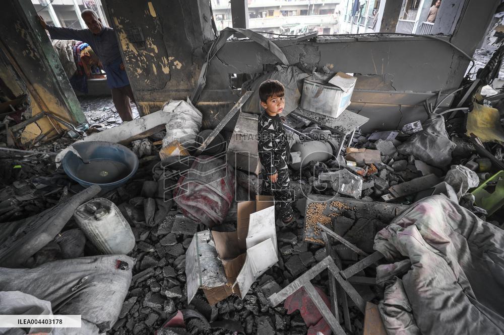 School Destroyed After An Israeli Airstrike - Gaza Strip