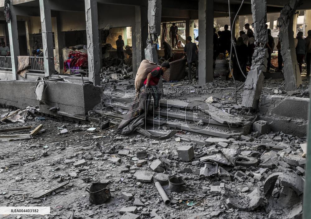 School Destroyed After An Israeli Airstrike - Gaza Strip