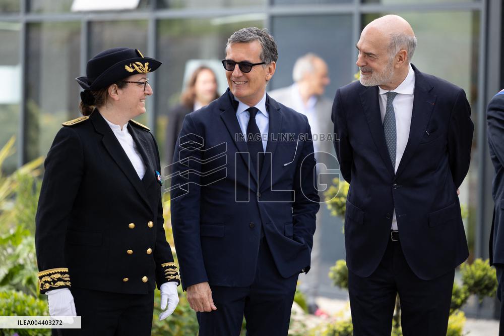 President Macron Visits EssilorLuxottica Laboratory - Wissous