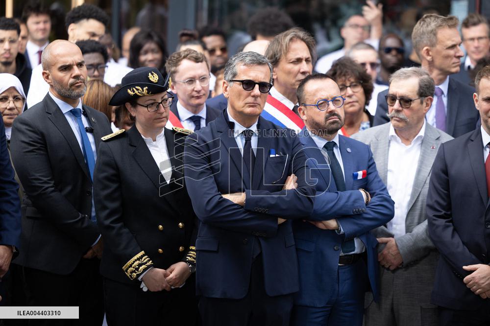 President Macron Visits EssilorLuxottica Laboratory - Wissous