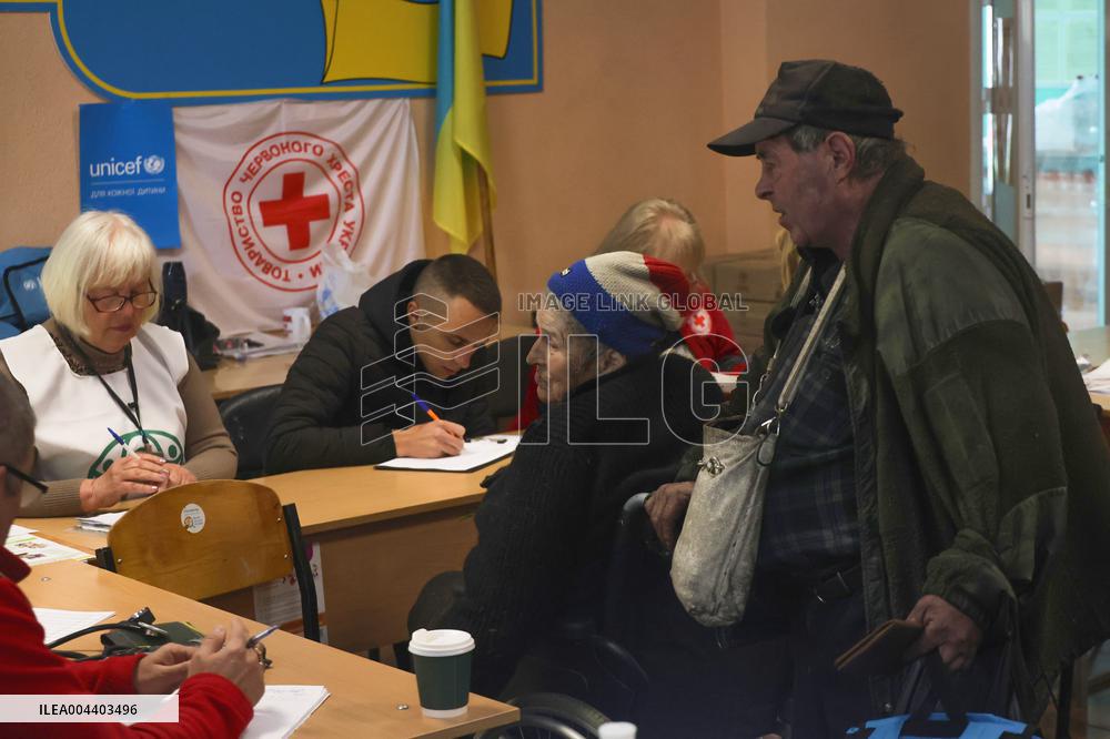 Evacuation transit centre in Kharkiv