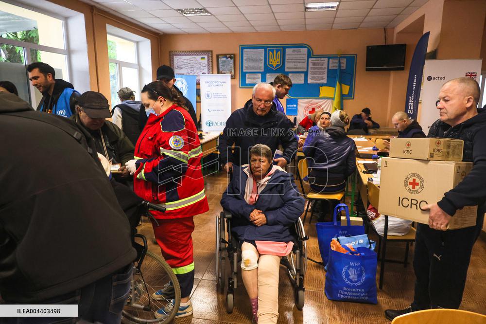 Evacuation transit centre in Kharkiv