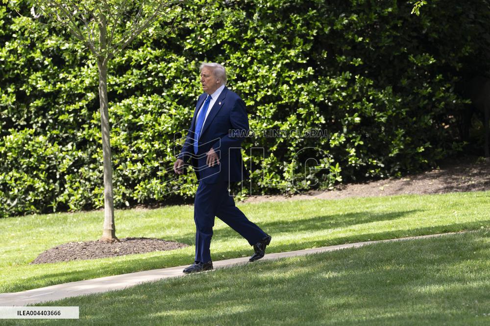 President Donald J Trump departs the White House