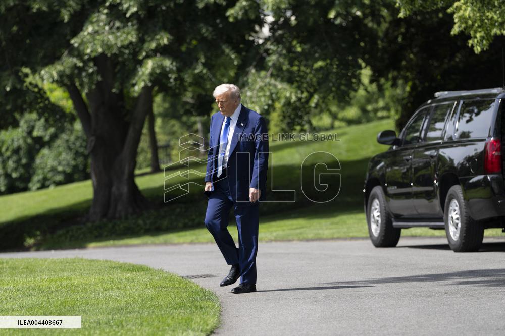 President Donald J Trump departs the White House