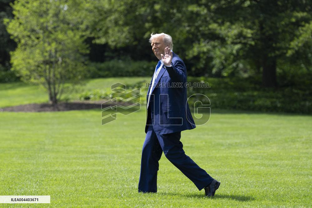 President Donald J Trump departs the White House