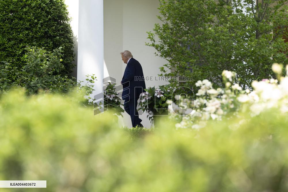 President Donald J Trump departs the White House