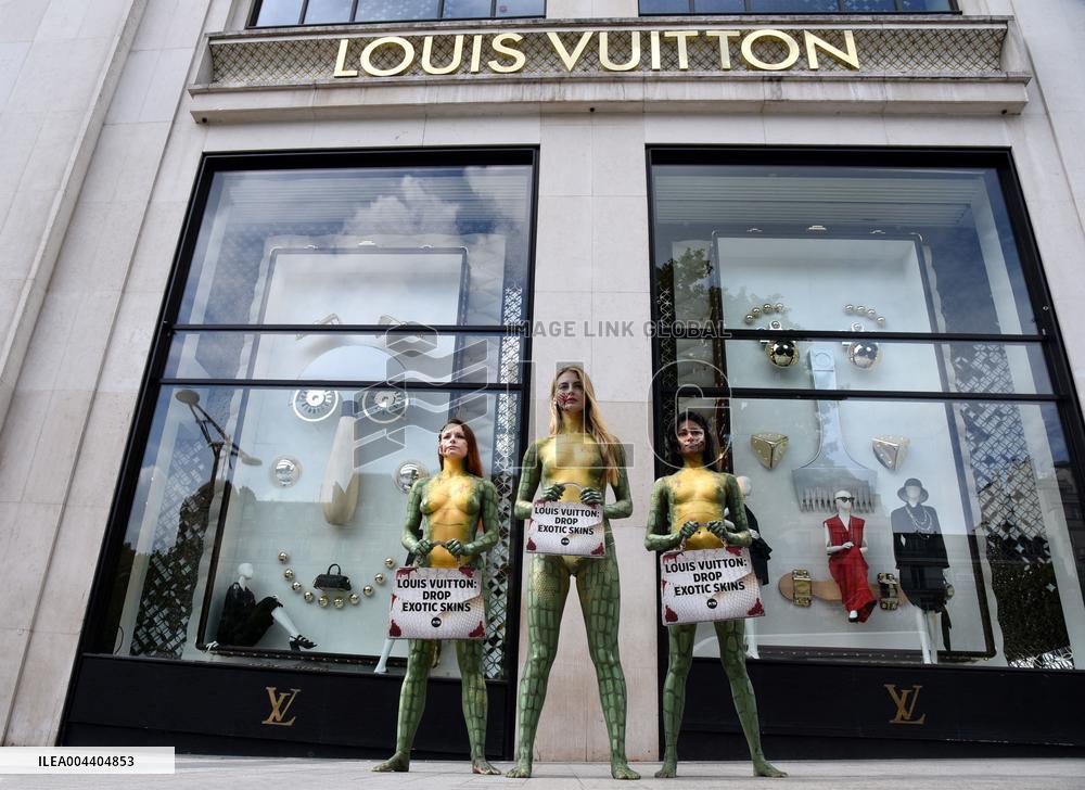 PETA Protests Exotic Skins Outside Vuitton in Paris