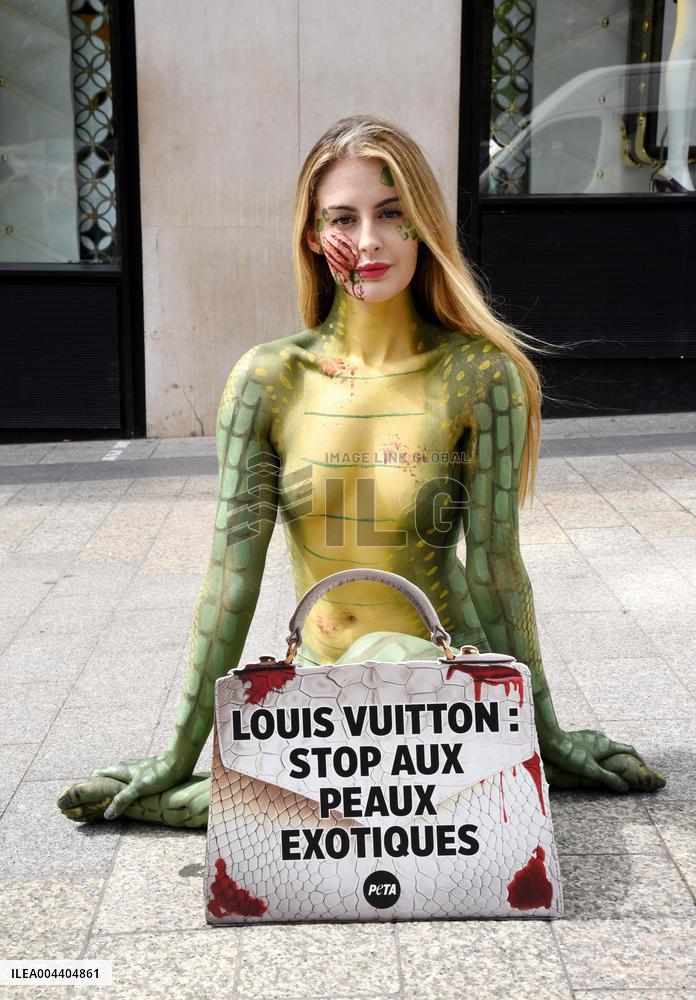 PETA Protests Exotic Skins Outside Vuitton in Paris