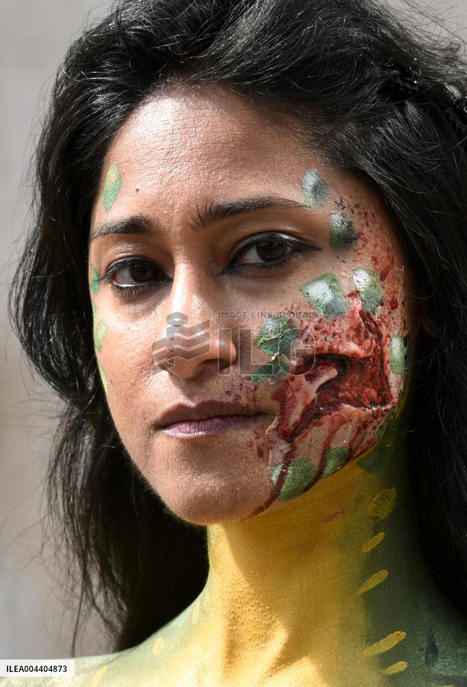 PETA Protests Exotic Skins Outside Vuitton in Paris