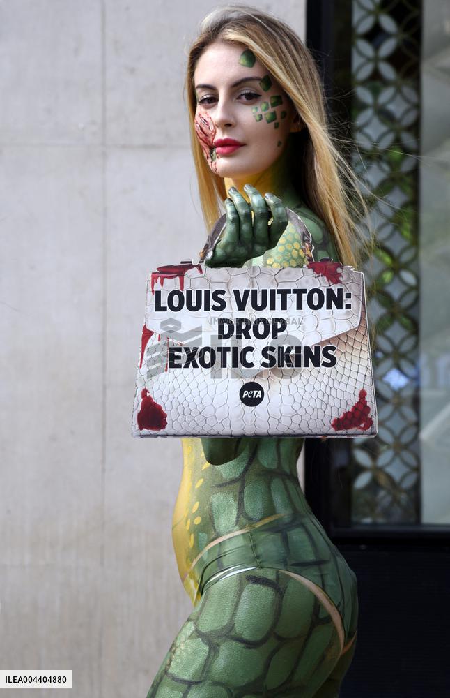 PETA Protests Exotic Skins Outside Vuitton in Paris