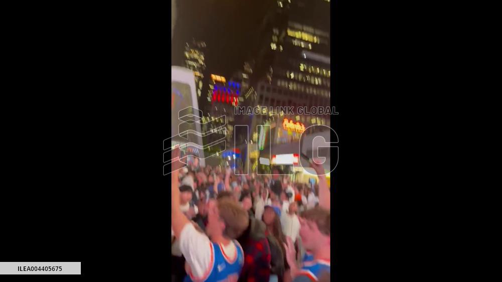 US: NY Knicks Fans Pack Street Outside MSG After Win Over Celtics