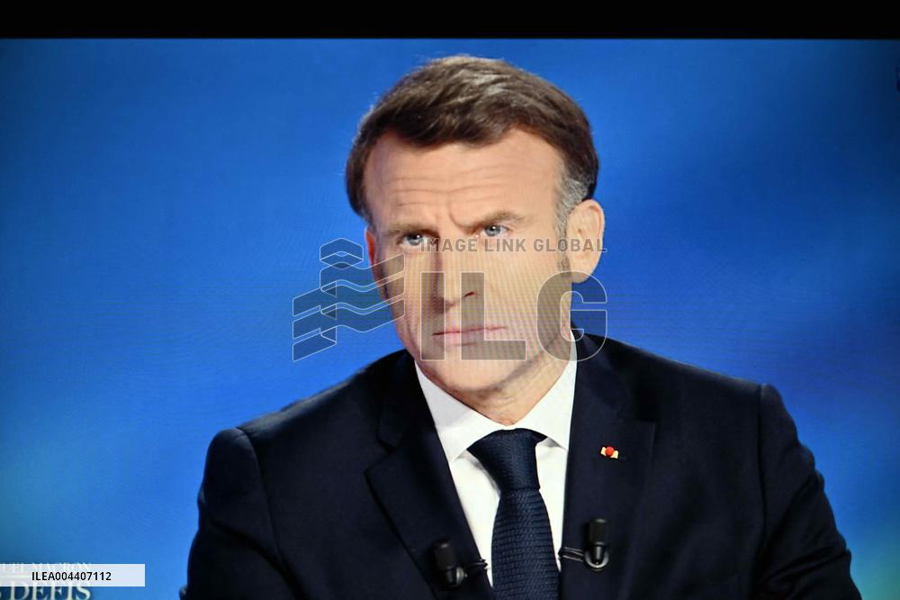 President Macron Speaks On French Television - Paris