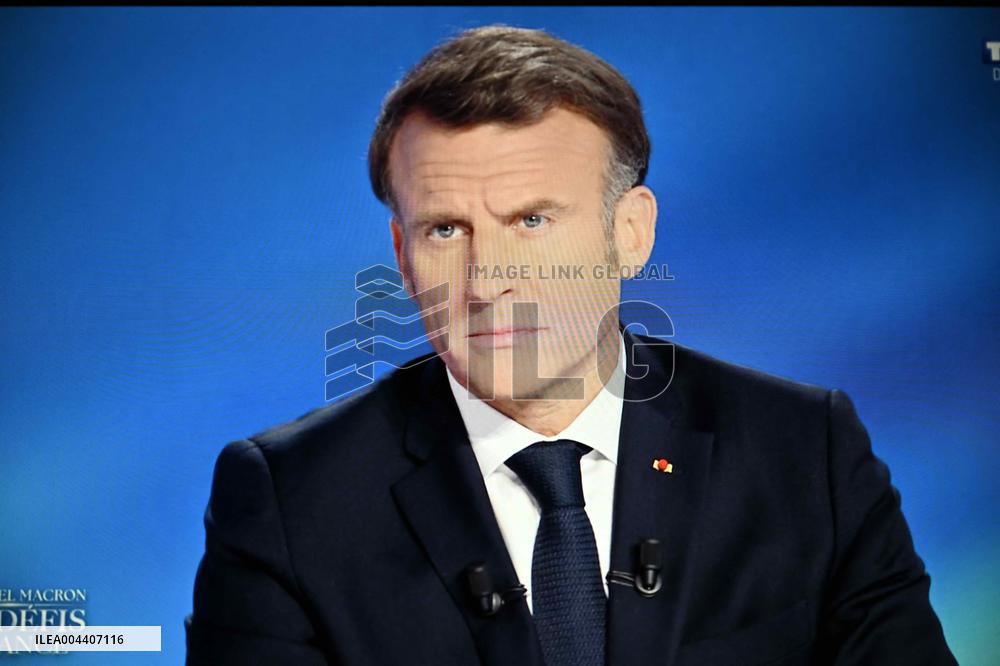 President Macron Speaks On French Television - Paris