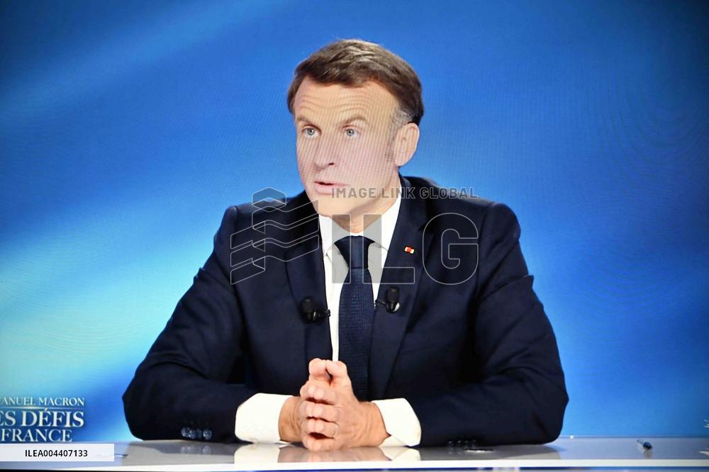 President Macron Speaks On French Television - Paris