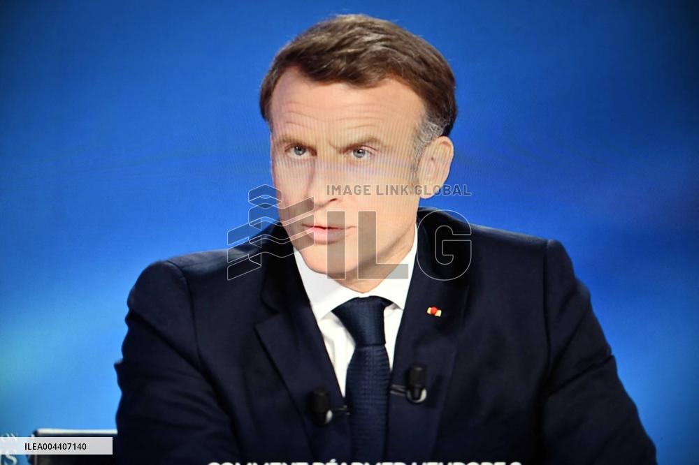 President Macron Speaks On French Television - Paris