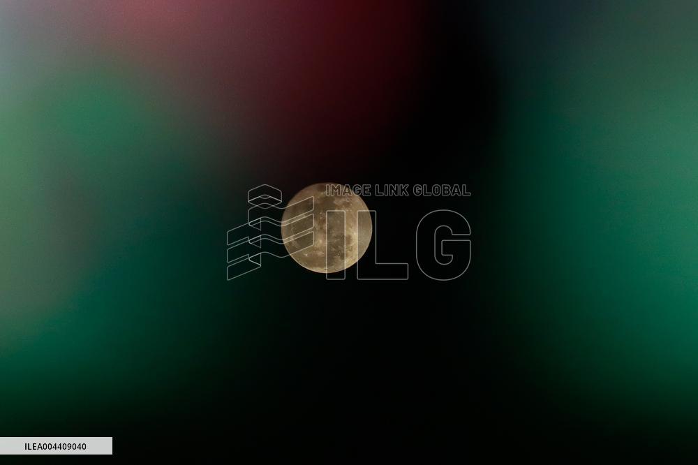 The Full Moon Flower Moon Seen Over Mexico City