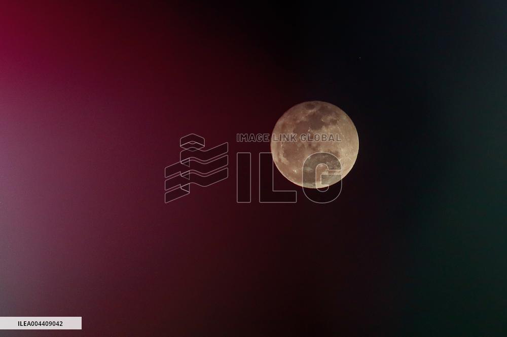 The Full Moon Flower Moon Seen Over Mexico City