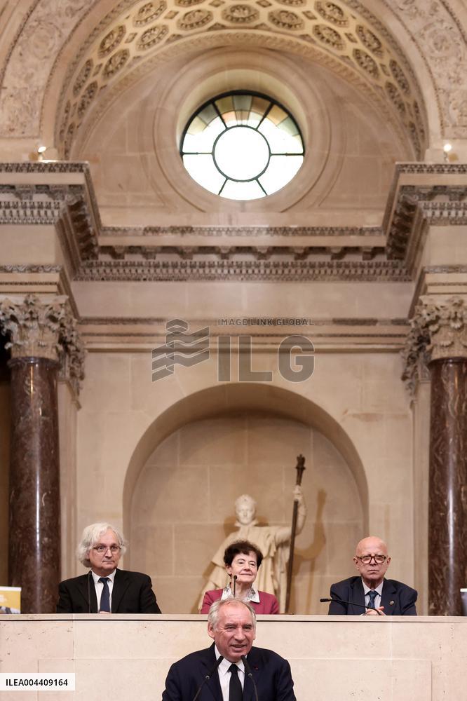 Francois Bayrou at 30th anniversary of the programme " La main a la pate " - Paris