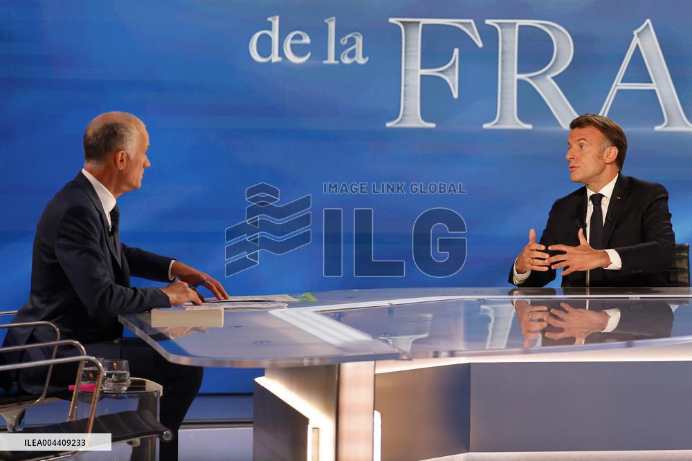 Emmanuel Macron on a special program of TF1 - Saint Denis