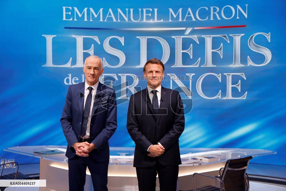 Emmanuel Macron on a special program of TF1 - Saint Denis