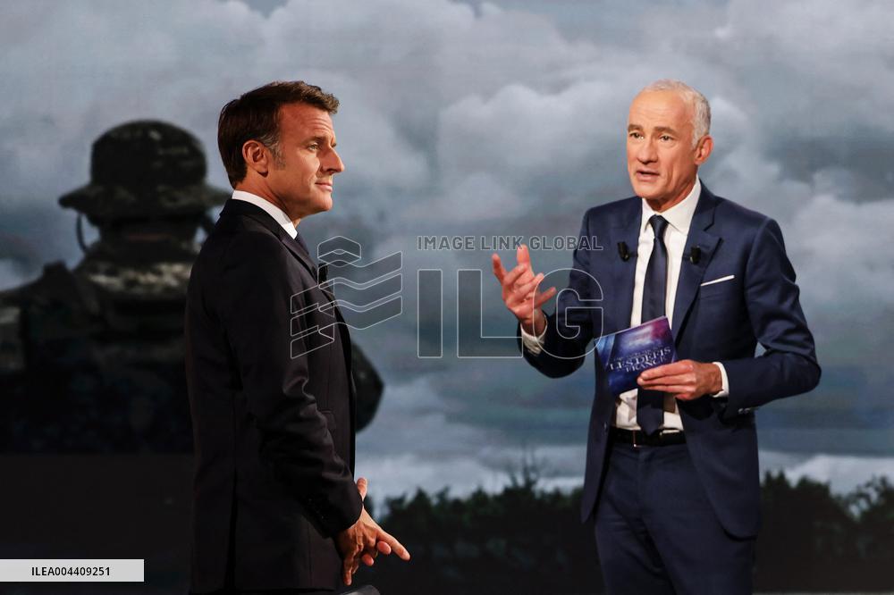 Emmanuel Macron on a special program of TF1 - Saint Denis