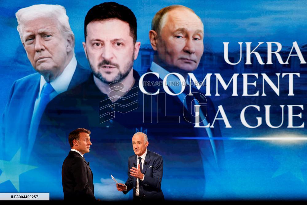 Emmanuel Macron on a special program of TF1 - Saint Denis