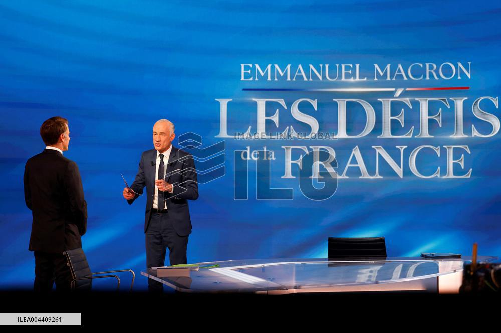 Emmanuel Macron on a special program of TF1 - Saint Denis