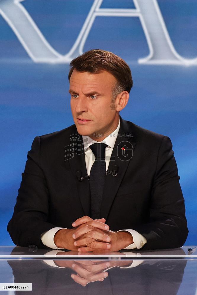 Emmanuel Macron on a special program of TF1 - Saint Denis
