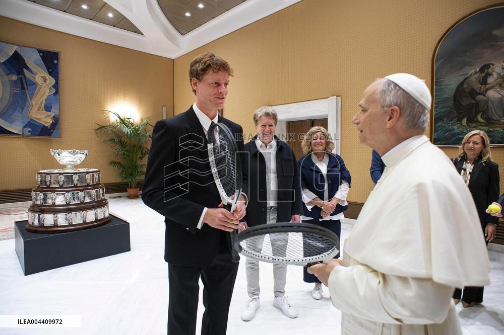 Pope Leo XIV Meets Tennis Champion Jannik Sinner - Vatican