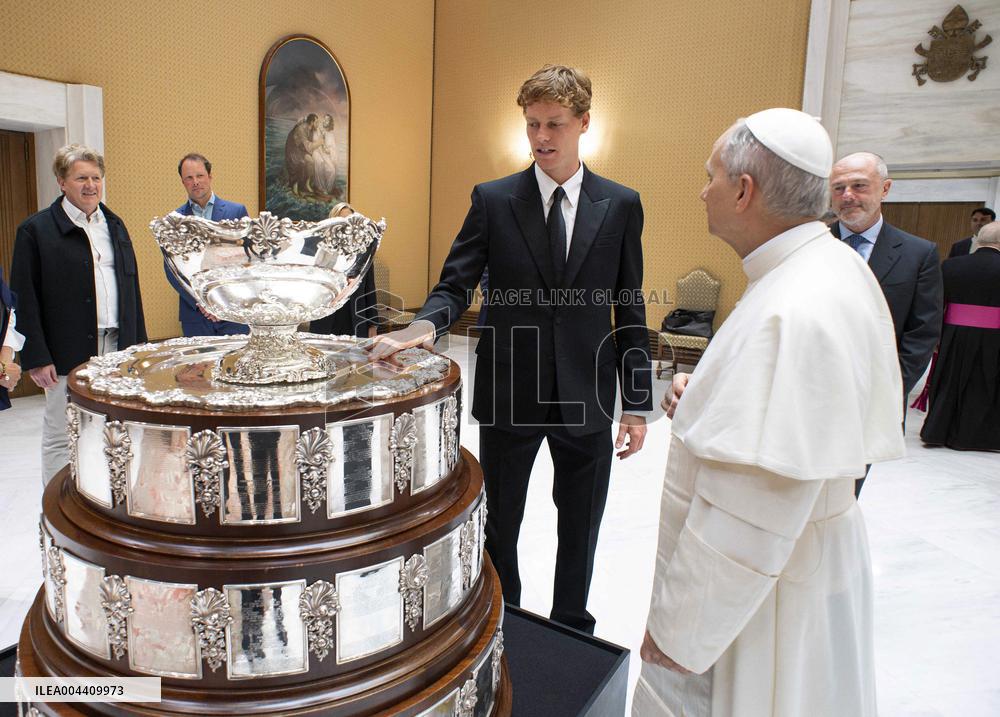 Pope Leo XIV Meets Tennis Champion Jannik Sinner - Vatican