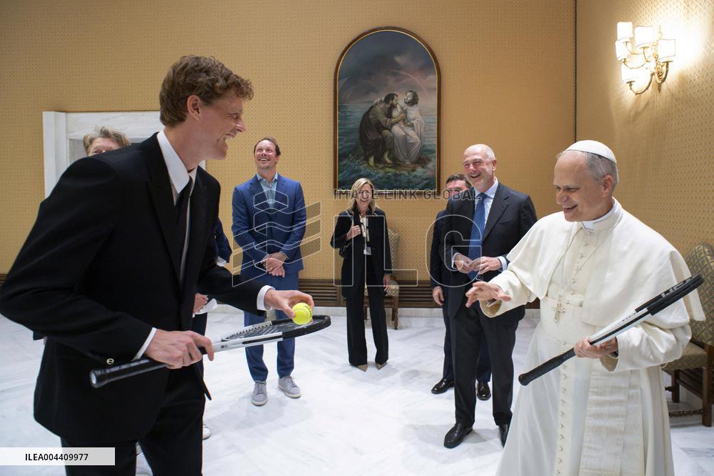 Pope Leo XIV Meets Tennis Champion Jannik Sinner - Vatican