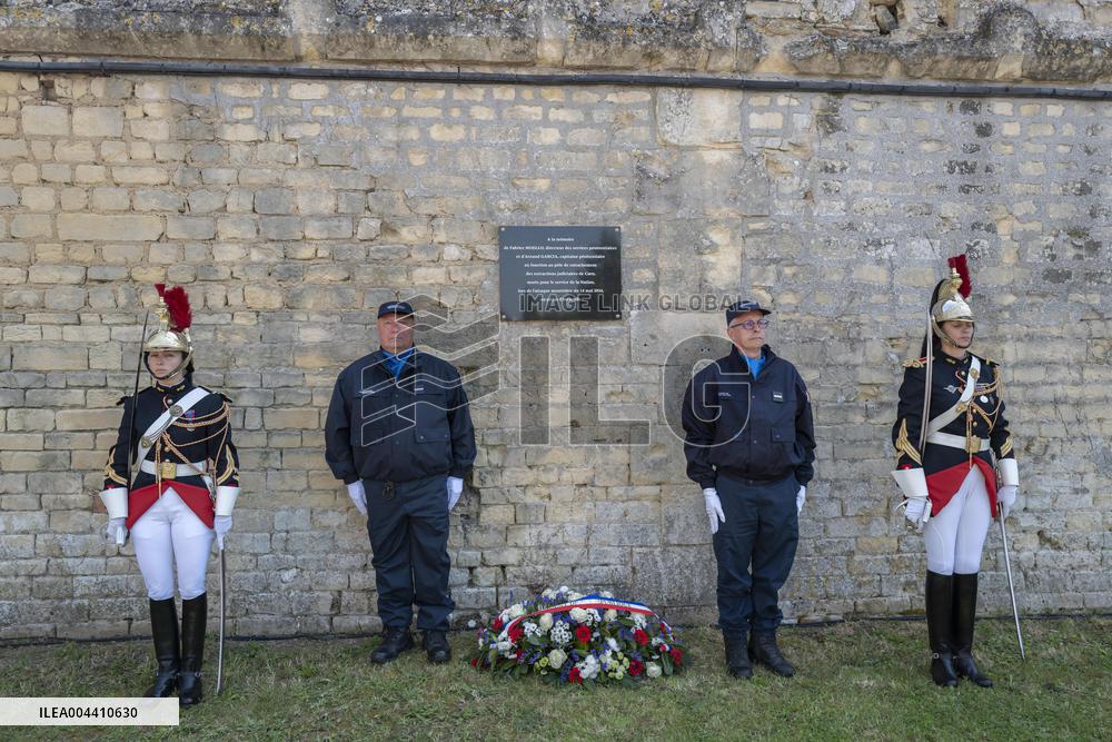 Macron at A Ceremony to Pay Tribute to The Two Dead Prison Officers - Caen