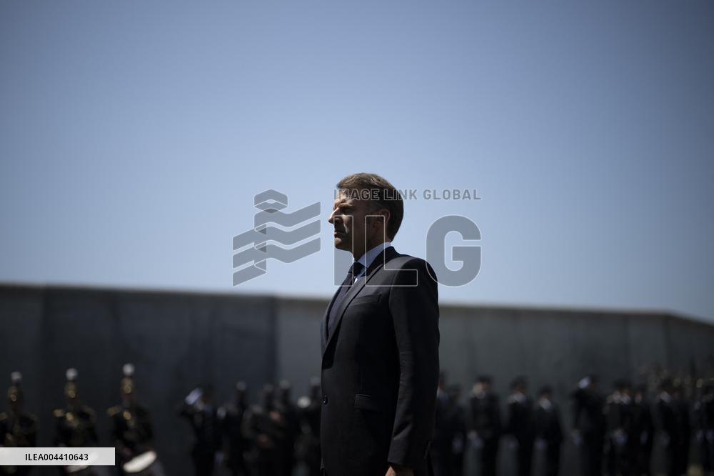 Macron at A Ceremony to Pay Tribute to The Two Dead Prison Officers - Caen