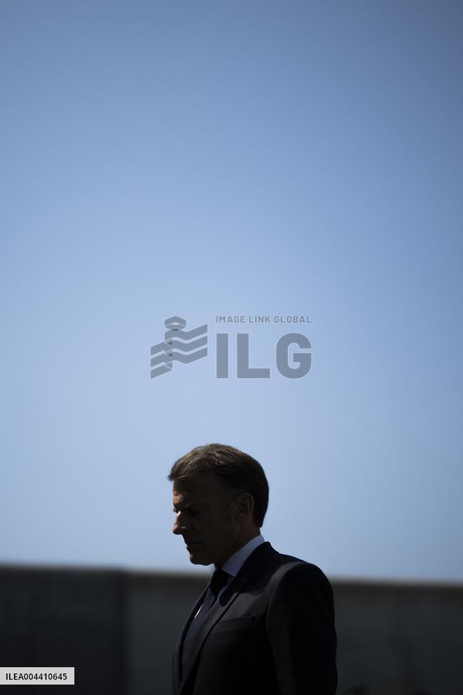 Macron at A Ceremony to Pay Tribute to The Two Dead Prison Officers - Caen