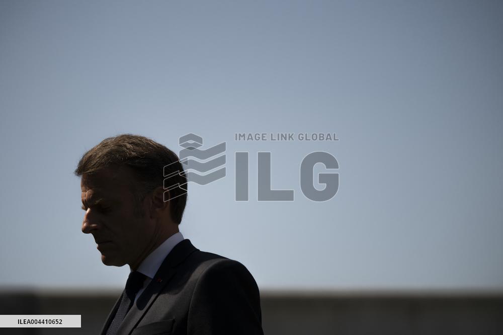 Macron at A Ceremony to Pay Tribute to The Two Dead Prison Officers - Caen