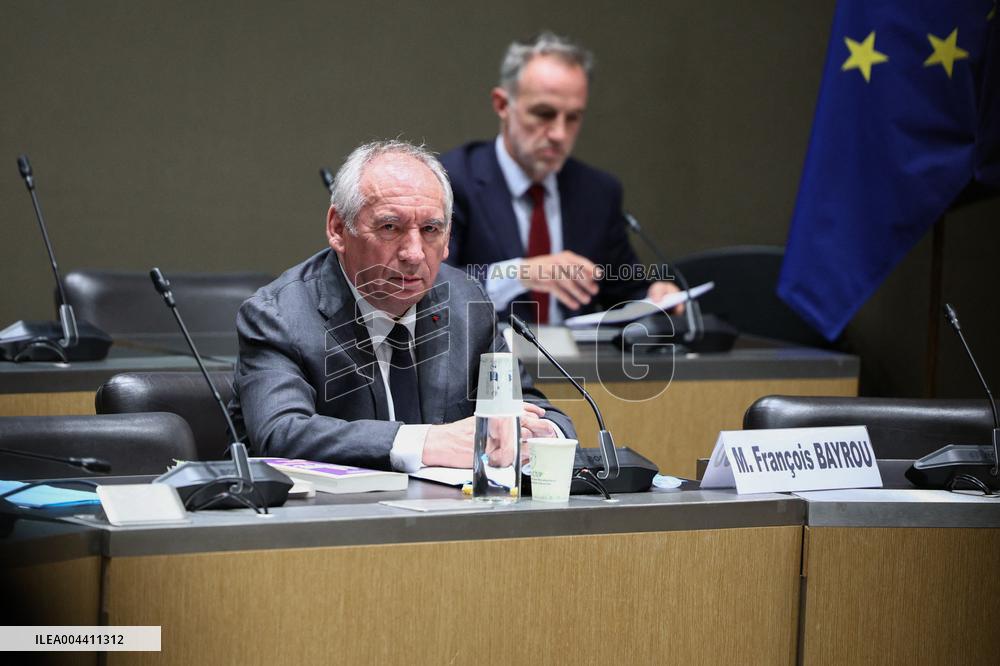 Hearing of Francois Bayrou at National Assembly - Paris