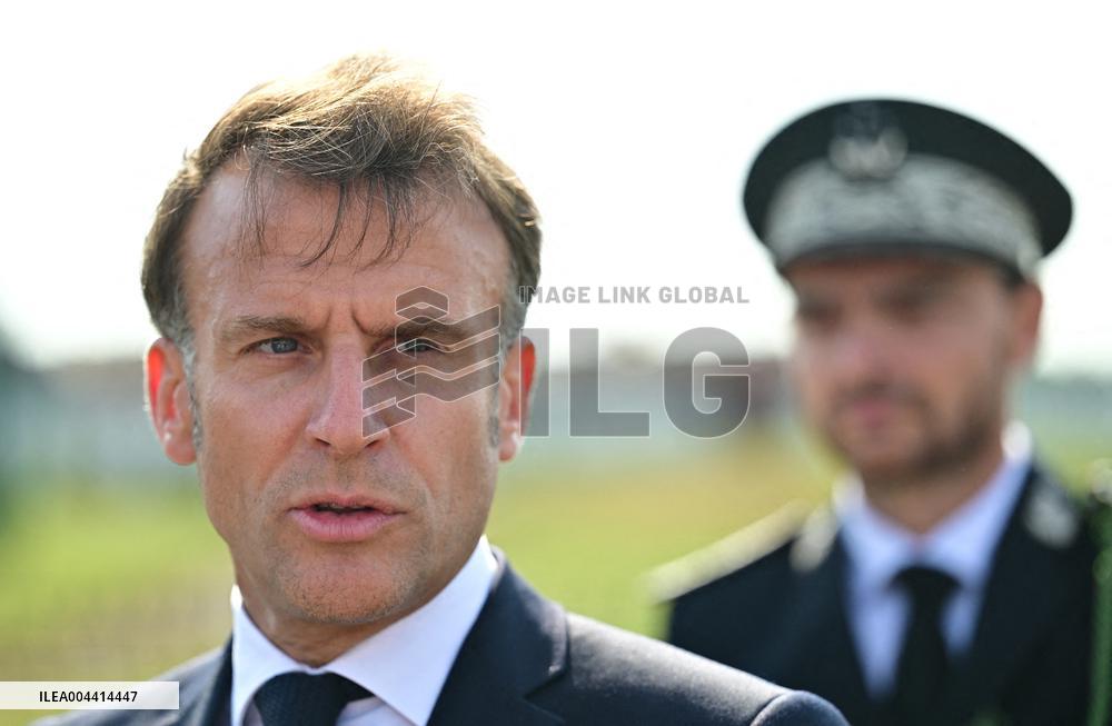 Macron And Darmanin Visit High-Security Prison Site - Northern France