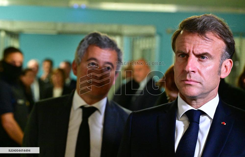 Macron And Darmanin Visit High-Security Prison Site - Northern France
