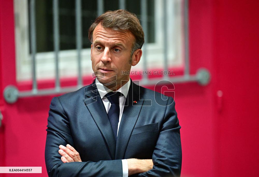 Macron And Darmanin Visit High-Security Prison Site - Northern France