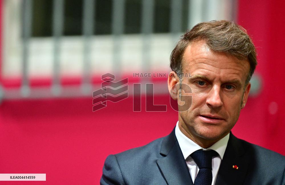 Macron And Darmanin Visit High-Security Prison Site - Northern France