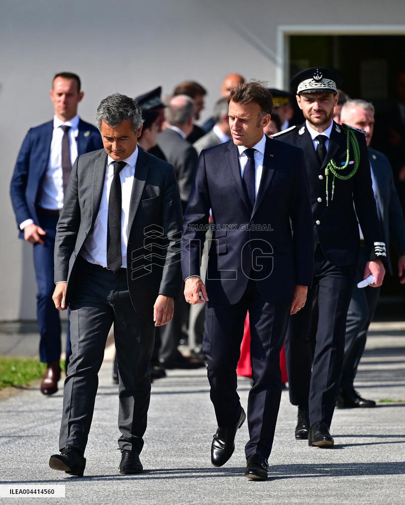 Macron And Darmanin Visit High-Security Prison Site - Northern France