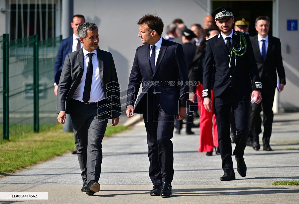Macron And Darmanin Visit High-Security Prison Site - Northern France