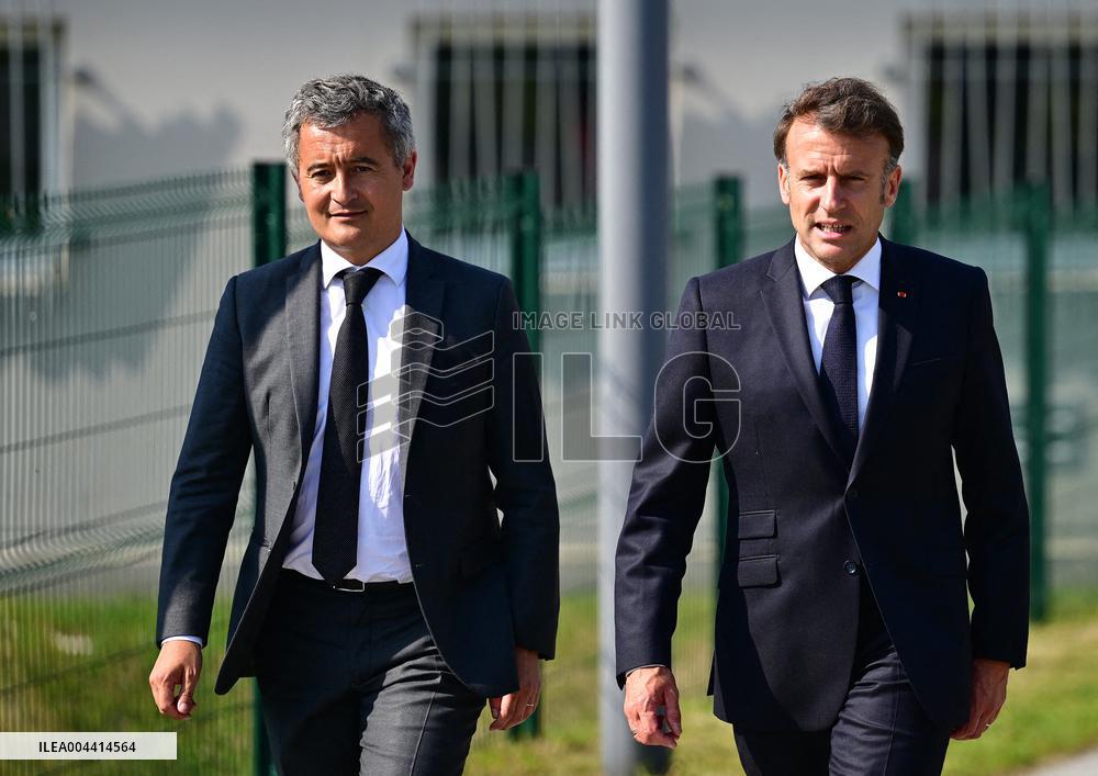 Macron And Darmanin Visit High-Security Prison Site - Northern France