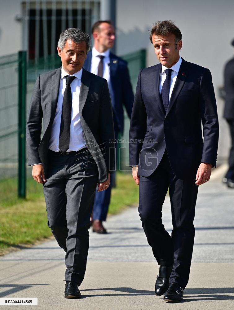 Macron And Darmanin Visit High-Security Prison Site - Northern France
