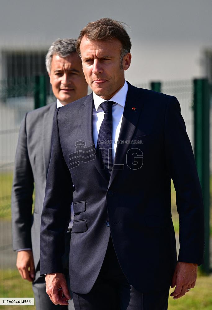 Macron And Darmanin Visit High-Security Prison Site - Northern France