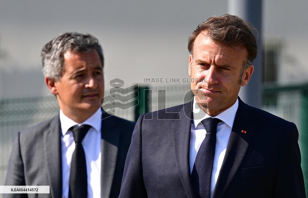 Macron And Darmanin Visit High-Security Prison Site - Northern France