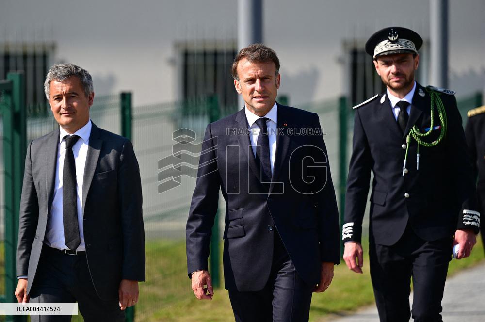 Macron And Darmanin Visit High-Security Prison Site - Northern France