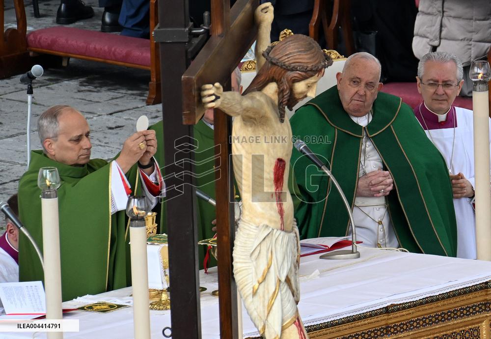 Future Pope Leo XIV and Pope Francis At A Mass on Feb. 2025 - Vatican