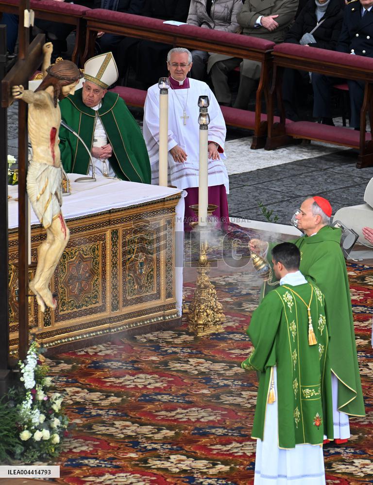 Future Pope Leo XIV and Pope Francis At A Mass on Feb. 2025 - Vatican